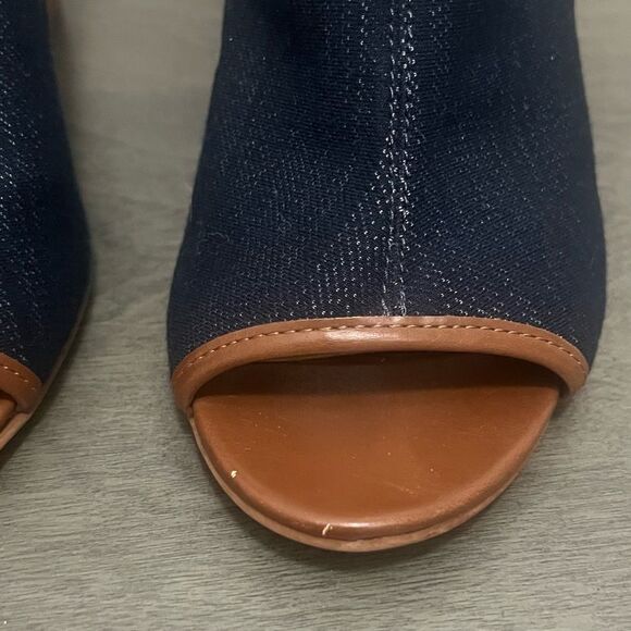Franco Sarto Dawne Stretchy Denim Slingback Shoes Womens Sz 7‎ Blue Casual Heels - Picture 6 of 16